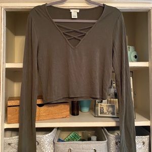 Olive brown crop top